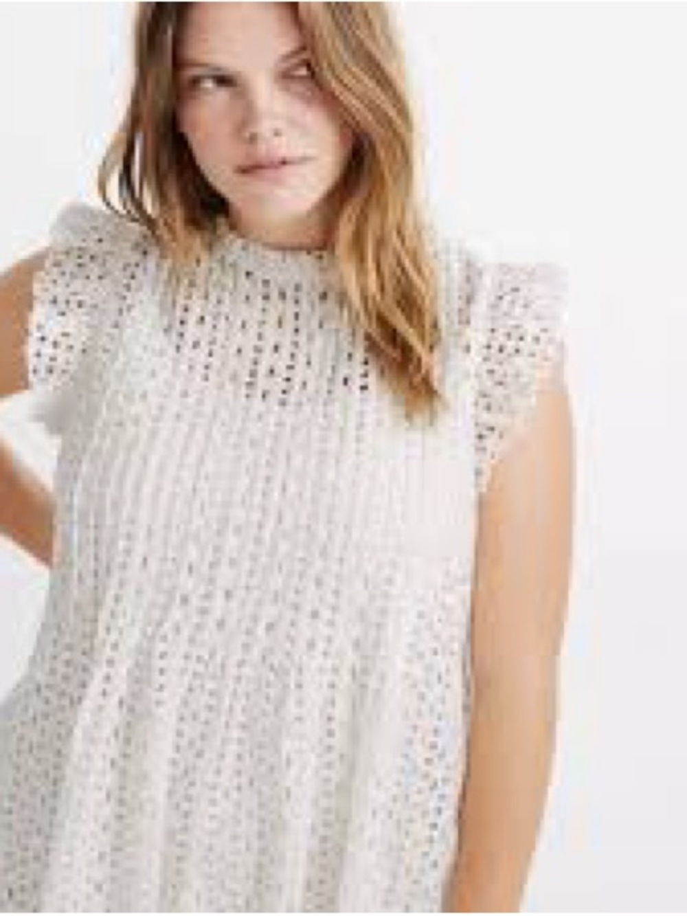 Women's White Crochet Cap Sleeve Top
